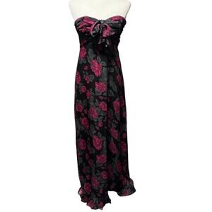 For Love & Lemons Teagan Strapless Floral Maxi Dress Sz S Holiday Winter Wedding